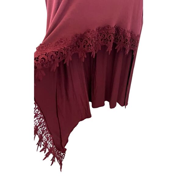 CY FASHION CAP SLEEVE, HIGH-LOW ASYMMETRICAL MAXI DRESS, WOMENS, M, CRANBERRY - Picture 6 of 10